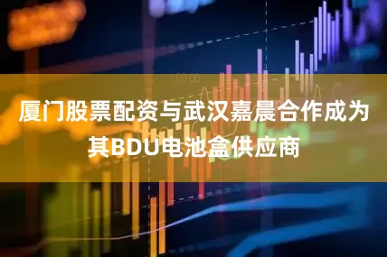 厦门股票配资与武汉嘉晨合作成为其BDU电池盒供应商