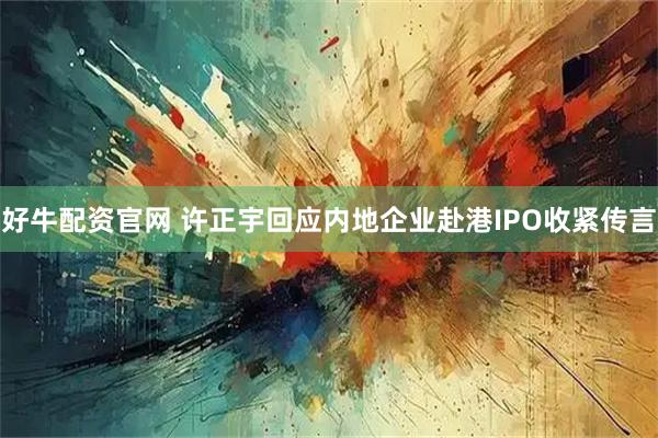 好牛配资官网 许正宇回应内地企业赴港IPO收紧传言